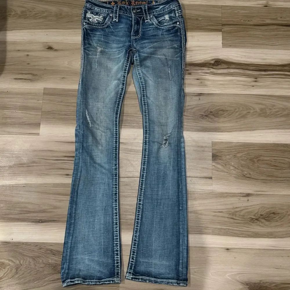 Rock Revival Sundee Mid Rise Boot Blue Jeans Women’s 25
